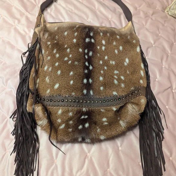 Juan Antonio Hair On Hide Axis fringe Bag - Picture 1 of 4